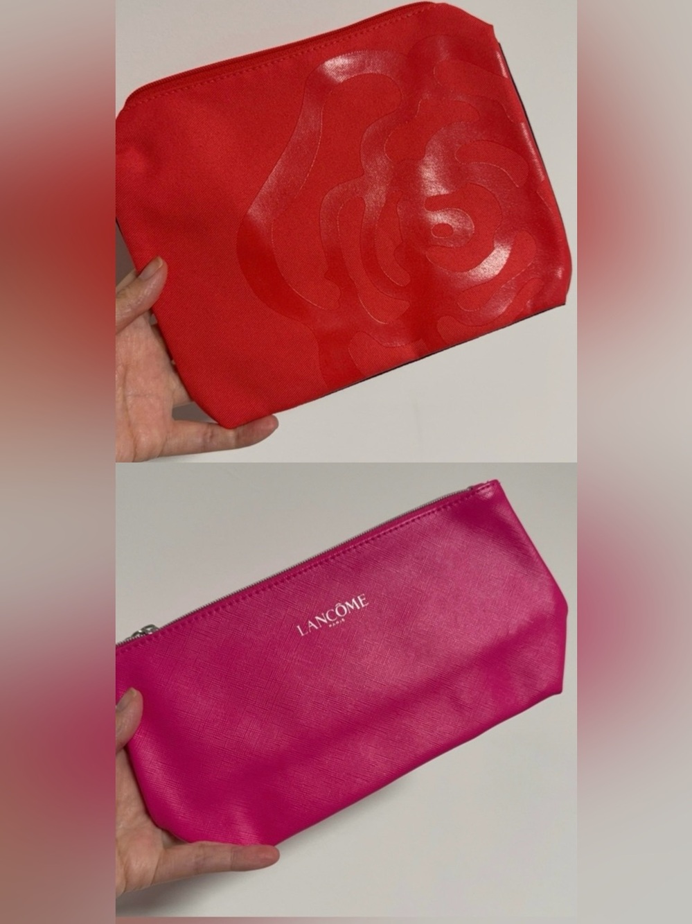 New Lancome red clutch makeup bag/ cosmetic travel bag